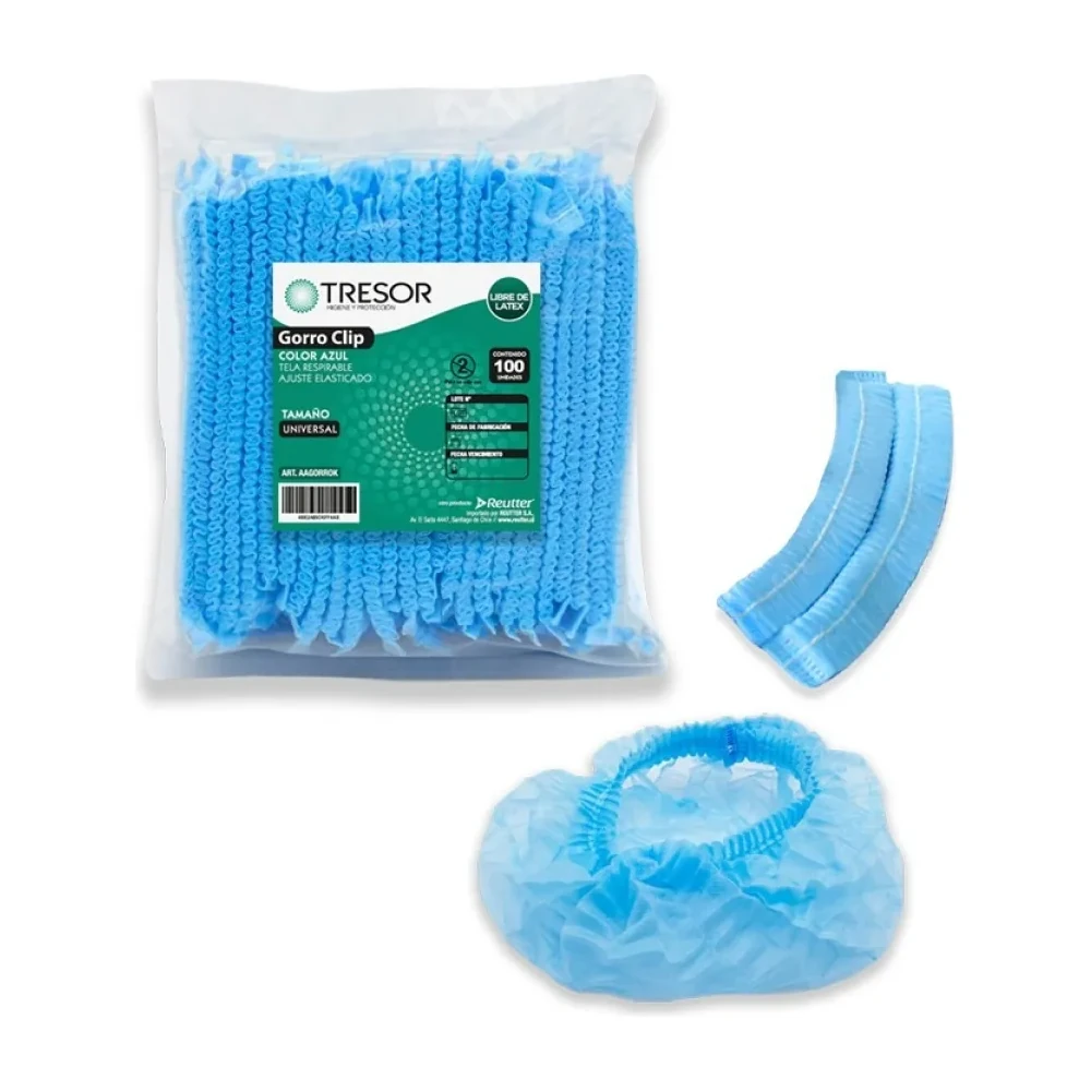 Cofia Cubre Pelo Azul 100 un Cada Bolsa - Embalaje 10 Bolsas, Hygienia - Imagen 2
